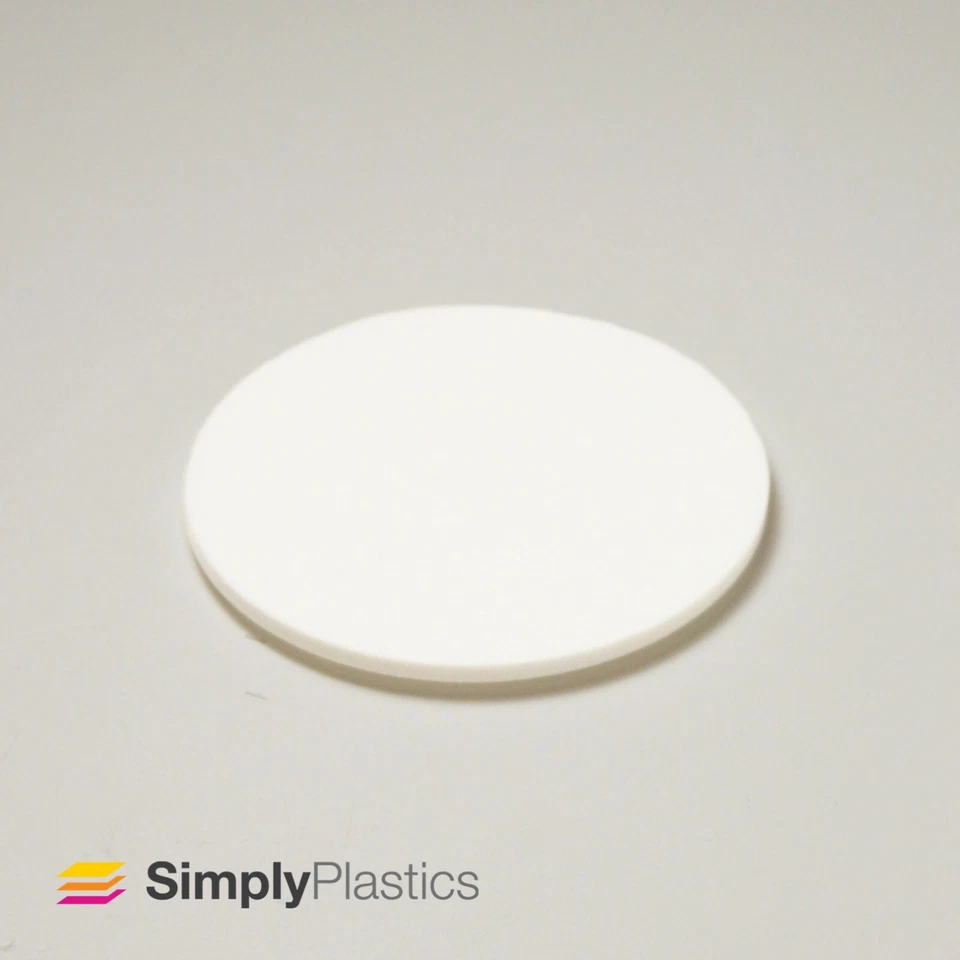 Perspex® Laser Cut White 069 Acrylic Plastic Disc / Various Imperial Diameters