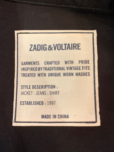 Zadig & Voltaire Herren Kido Militär Jacke Designer schwarz Knopf Gr XS $ 448 neu mit Etikett - Bild 7 von 10