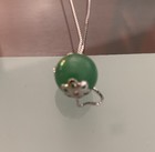 One Genuine Jade & Sterling Silver Necklace -Round Bead Jade On 18” 925 Silver — photo 3