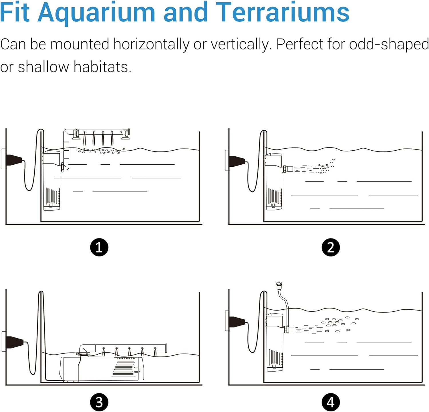 NICREW Fish Tank Filter, Internal Aquarium Filter for Small Tank