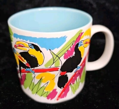 Rare Mary Ellis Ceramic Coffee Mug By Ganz S PAPEL, VTG 80s Toucan Bird KOREA 