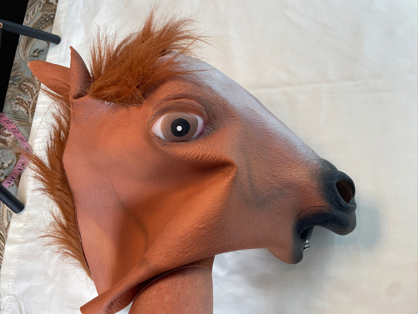 Horse Head Mask Masquerade Latex Brown Hair Mane Cost… Gem