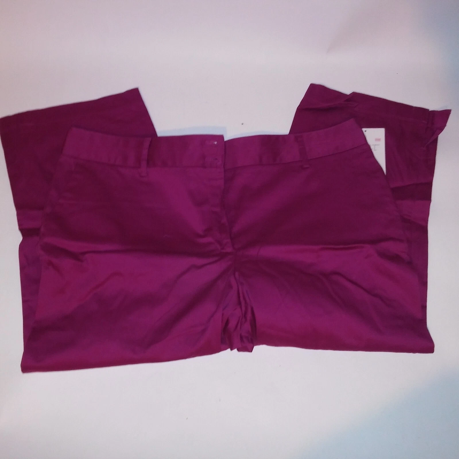 Jaclyn Smith Capri Pants Size 18 Berry Pink Solid Pockets Chino New