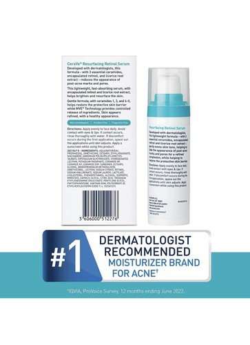 Suero de retinol CeraVe para marcas posteriores al acné y refinamiento de poros de textura de la piel, 1 Fl oz - Imagen 3 de 6