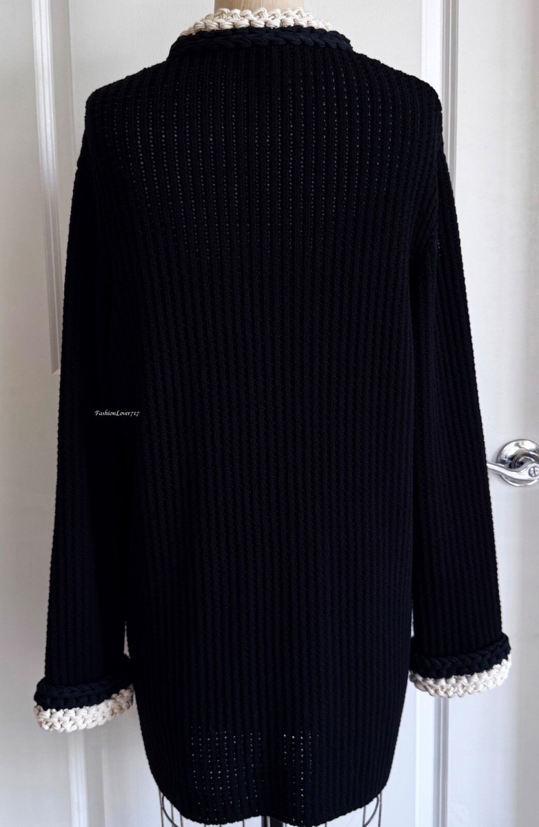 NWT 22C CHANEL BLACK ECRU CC BUTTONS COTTON SILK LONG NWT 22C CHANEL BLACK ECRU CC BUTTONS COTTON SILK LONG