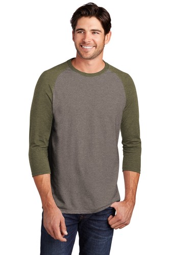 District DM136 Men's Perfect Tri 3/4-Sleeve Raglan Stylish Top T-Shirt - Picture 9 of 14