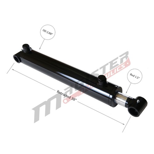Hydraulic Cylinder Welded Double Acting 2.5" Bore 30" Stroke Cross Tube 2.5x30 - Picture 3 of 10