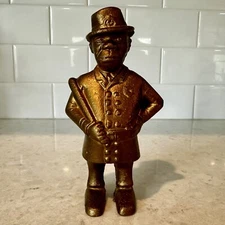 Antique AC Williams Mulligan the Policeman Gold Still Cast Iron Piggy Bank 5.5"