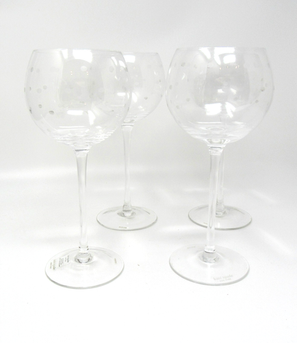 Vaso de vino Lenox Kate Spade cristal Larabee punto globo 4 unidades nuevo en caja - Imagen 5 de 5