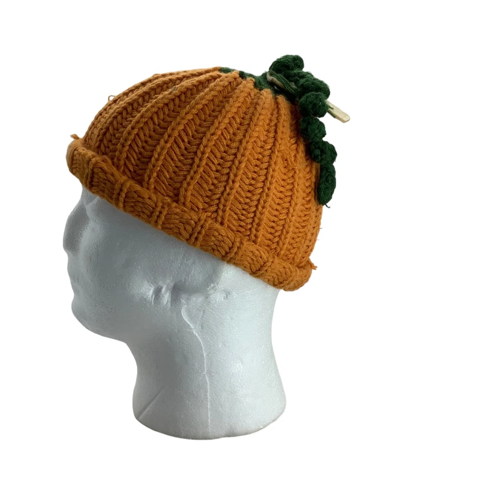 Gorro tejido Mud Pie Infantil Lindo Calabaza en el Parche Naranja Verde Otoño Foto 2 de 4