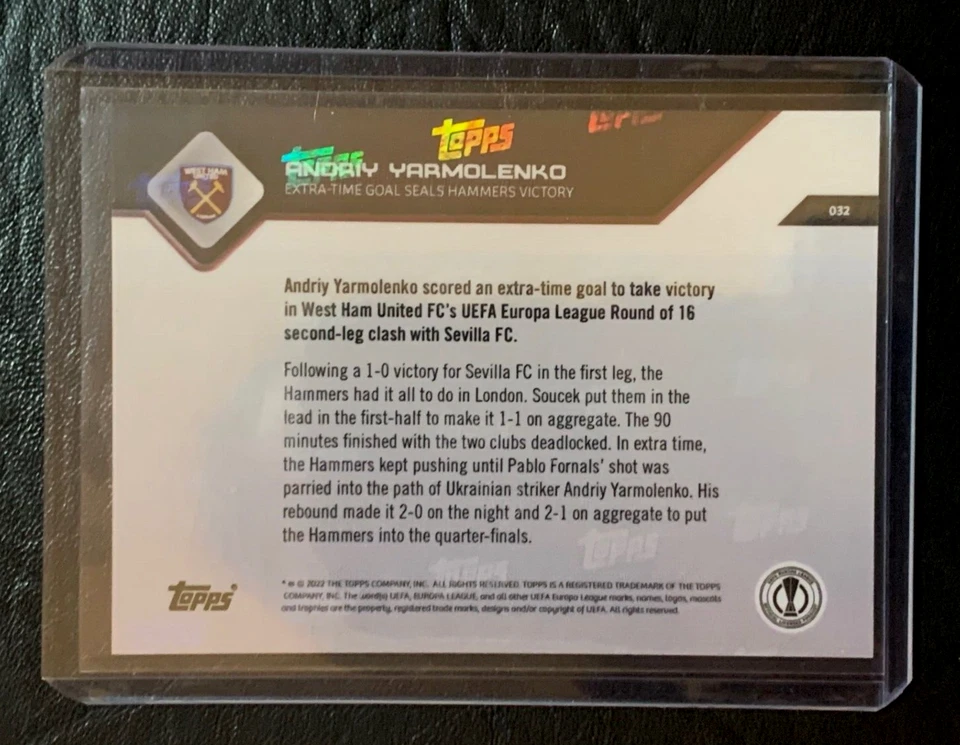 2021-22 Topps NOW Europa #32 | ANDRIY YARMOLENKO | West Ham; PURPLE 74/99 !!! - Image 3 of 3