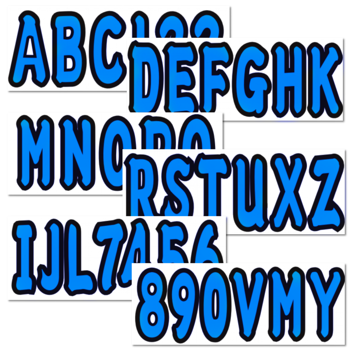Blue Alpha-Numeric Registration Identification Numbers Stickers