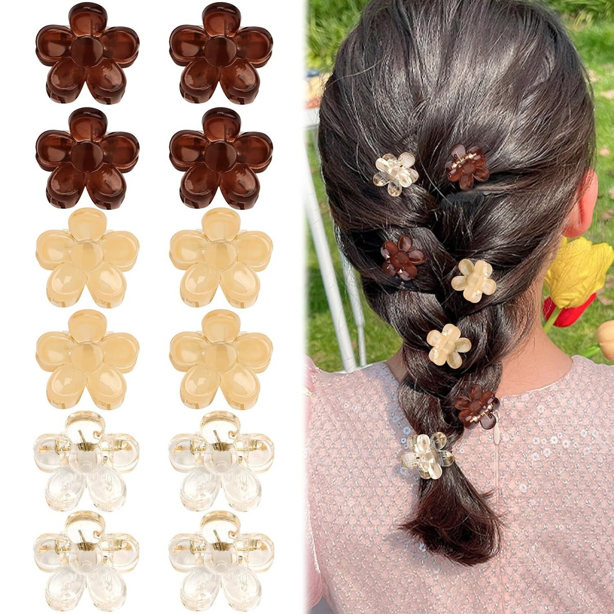 12Pcs Fancy Hair Clip Mini Flower Hair Claw Tiny Hair Decorations