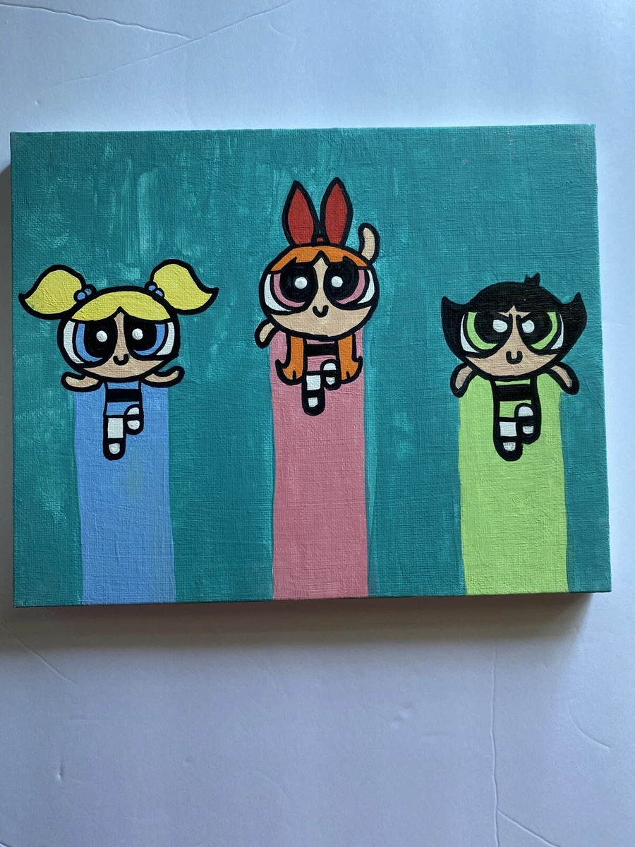 POWERPUFF GIRLS original Art Painting 8x10 Canvas