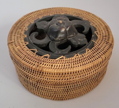 Woven Indonesian Trinket Box 5 X 3''