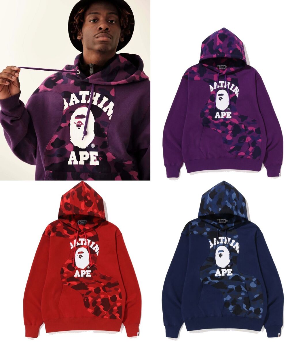 A BATHNIG APE Men's COLOR CAMO COLLEGE CUTTING RELAXED FIT A BATHNIG APE Men's COLOR CAMO COLLEGE CUTTING RELAXED FIT