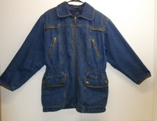 VTG 90's Current Seen Oversized Lined Zipper Denim Jean Coat Jacket SZ M Medium