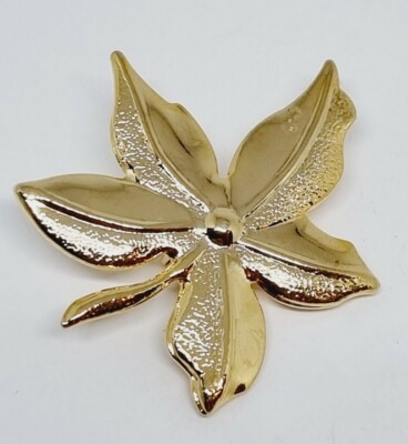 EXQUISITE JEWELLERY GOLD TONE LEAF LEAVES BROOCH  PIN BROCHE. V29