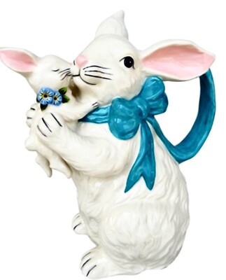 Blue Sky Clayworks Easter Bunny Rabbit & Baby Bunny Teapot Pitcher NEW ...