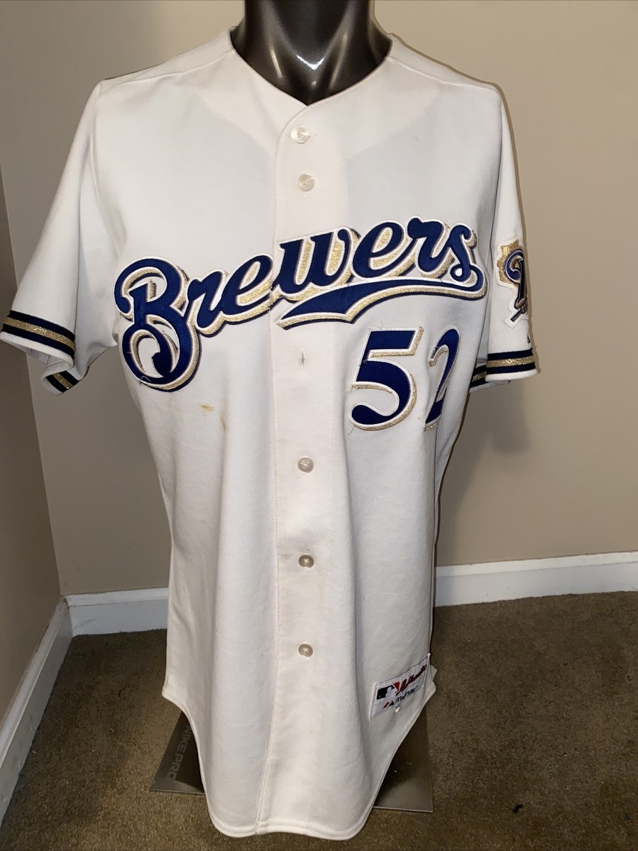 Milwaukee Brewers #52 Authentic Majestic Vintage Home 2000's