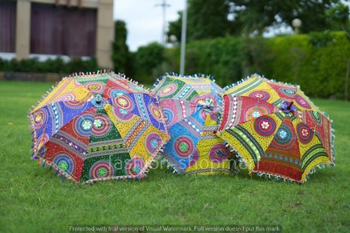 10 PC Lot Indian Umbrella Vintage handmade Silk Sun Parasol Designer Umbrella - Picture 6 of 7