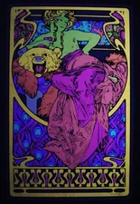 Vintage  MUCHA blacklight poster  fine art nouveau silk screen A Sirkia 1969 NOS