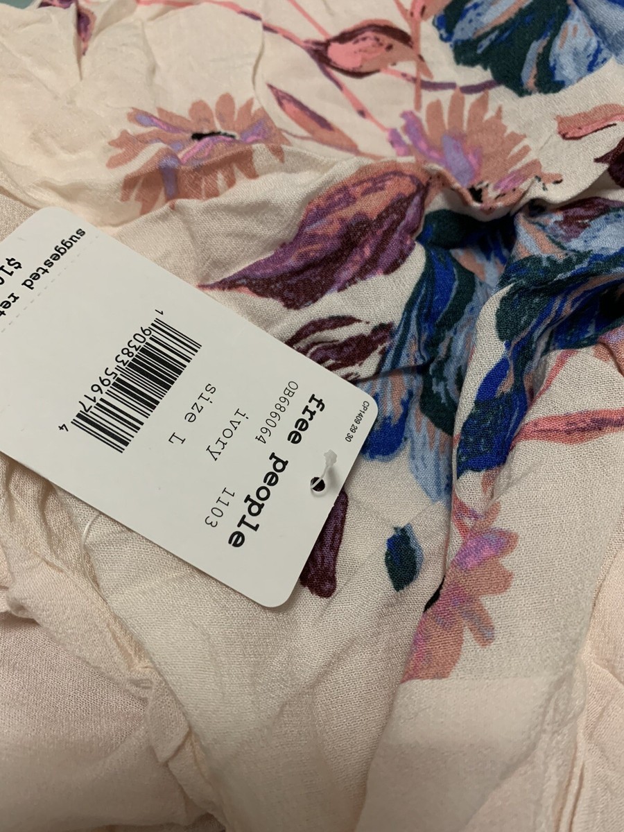 Free People Gemma Watercolor Floral Choker Neck Keyhole Back Tunic