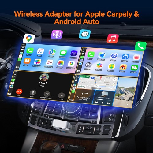 2in1 Apple Carplay Wireless Adapter USB Bluetooth Dongle for iPhone Android Auto - Picture 2 of 7