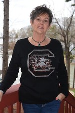 South Carolina Gamecocks rhinestone Black long sleeved round neck shirt sz XL