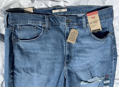 Levis 18W M High-Wasted Mom Jeans Ripped Blue Denim Tapered Legs, High  Rise