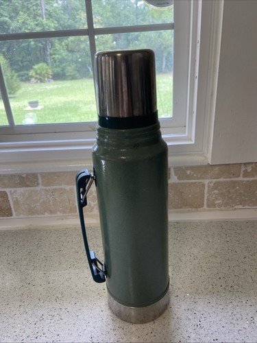 Vintage USA Made Aladdin Stanley Thermos Green 1 Quart Vacuum Bottle - Picture 3 of 15