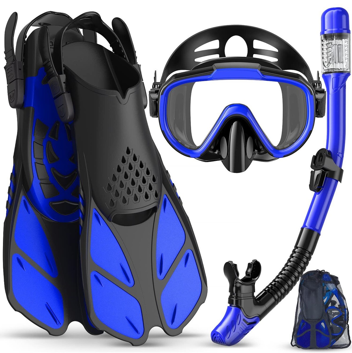 KUYOU Mask Fins Snorkeling Gear for Adults - Wide View Anti-Fog Mask, Full Dry Top Snorkel Gear Set (Dark Celadon, L/XL), Snorkeling Packages - Canada