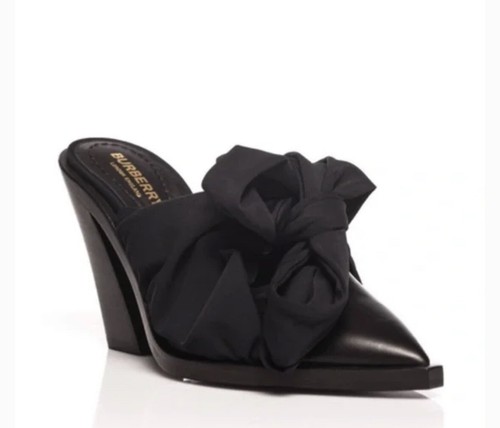 Burberry Women's "Tillington" Black Leather High Heel Wrap Around Pumps Shoes - Foto 7 di 8