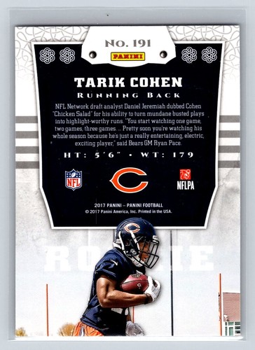 Tarik Cohen Rookie 2017 Panini #191 Shining Armor Rainbow Foil Bears RC 3-6 - Picture 2 of 2