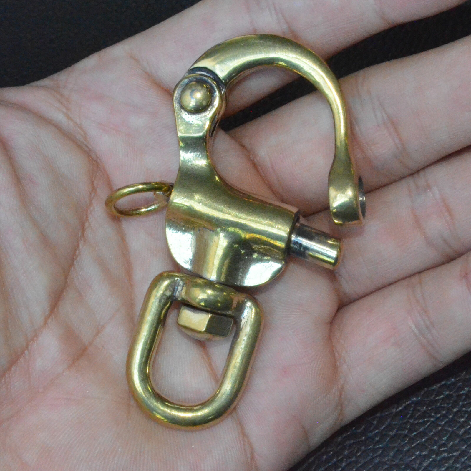 Solid Brass Thick Buckle,Sturdy Keychain,DIY Bag Clasp , Weight 50 grams