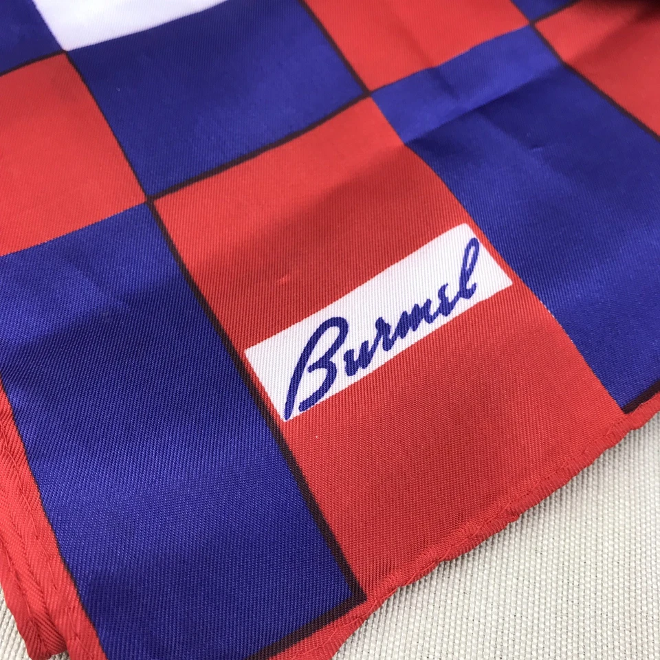Bufanda Burmel Vintage Geométrica Roja Blanca Azul Patriótica 40" Largo Rectangular Foto 2 de 4