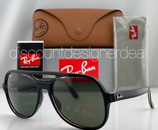 Ray-Ban Aviator Sunglasses Black Clear Green Lens RB4357 6545/31 58mm Ray Ban