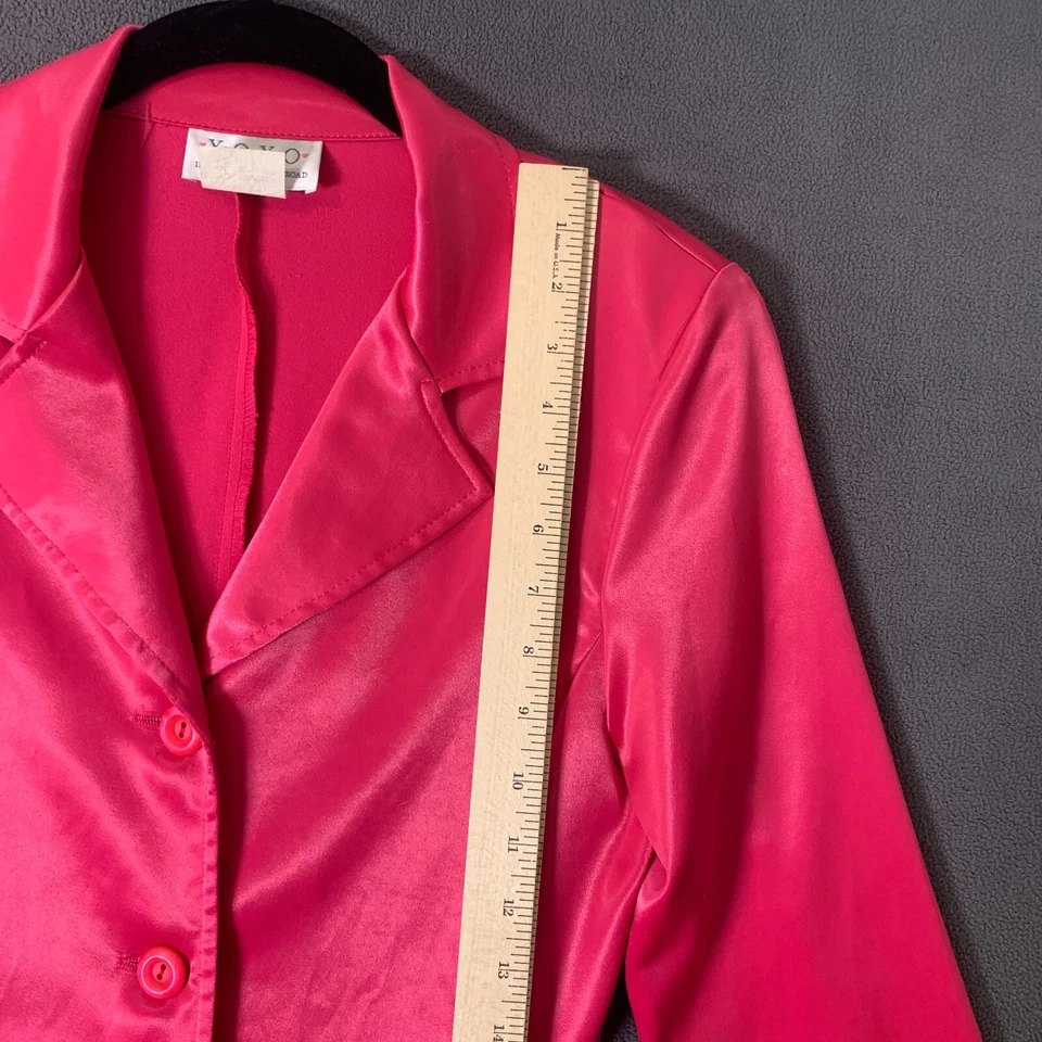 Chaqueta XOXO De Colección Pequeña Rosa Caliente Blazer Satinado Brillante Festival Twee Mod Y2K EE. UU. Foto 3 de 4