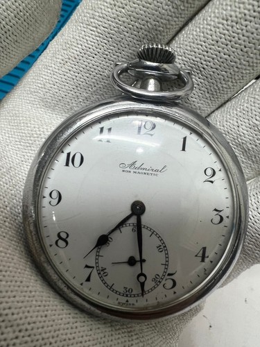 Admiral pocket watch 49.5 mm by Tacy Watch non magnetic 7 Jewels running - Picture 2 of 20
