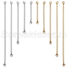 10pcs Silver/Gold Tone Stainless Steel Chain Link Necklace Extender Set 5cm-15cm