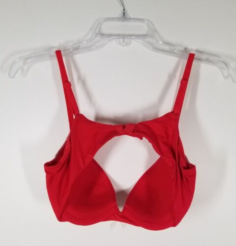 Victorias Secret Fabulous Red Polka Dot Sexy White Lace Push Up Bra 34C - Picture 2 of 4