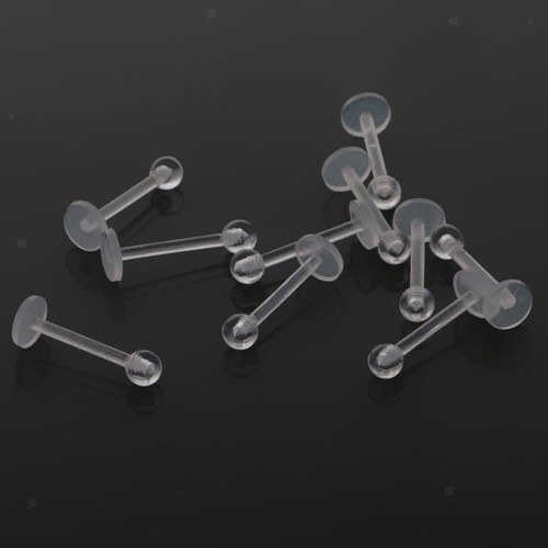 10 Pieces 18G Clear Acrylic Chin Labret Lip Bar Studs Ring - Picture 6 of 6