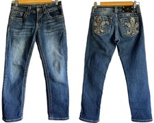 Miss Me Size 24 Boyfriend Capri Jeans Embroidered Rhinestone Embellished Back Po