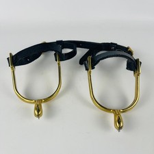 Brass Horse Spurs Pair w/ Black Leather Strap...