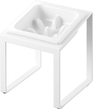 White Yamazaki Pet Food Bowl, Slanted High Type, 15 x 15.5 x 17.6 cm, Tower Type