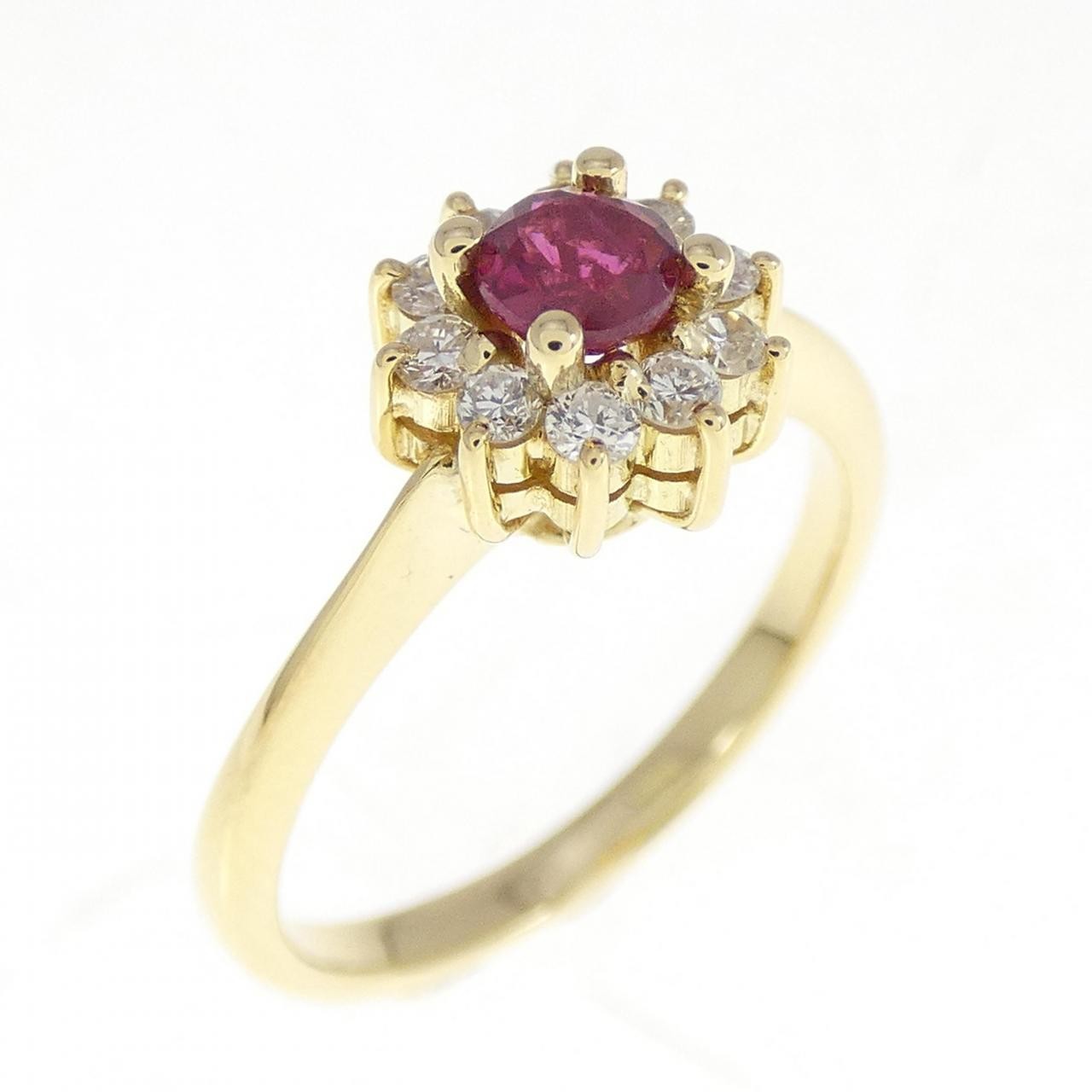 Authentic 750YG Ruby Ring #260-007-632-0828
