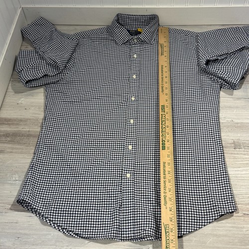 Polo Ralph Lauren Men Shirt Blue Large Slim Fit Gingham Check Cotton Button Down - Picture 6 of 8