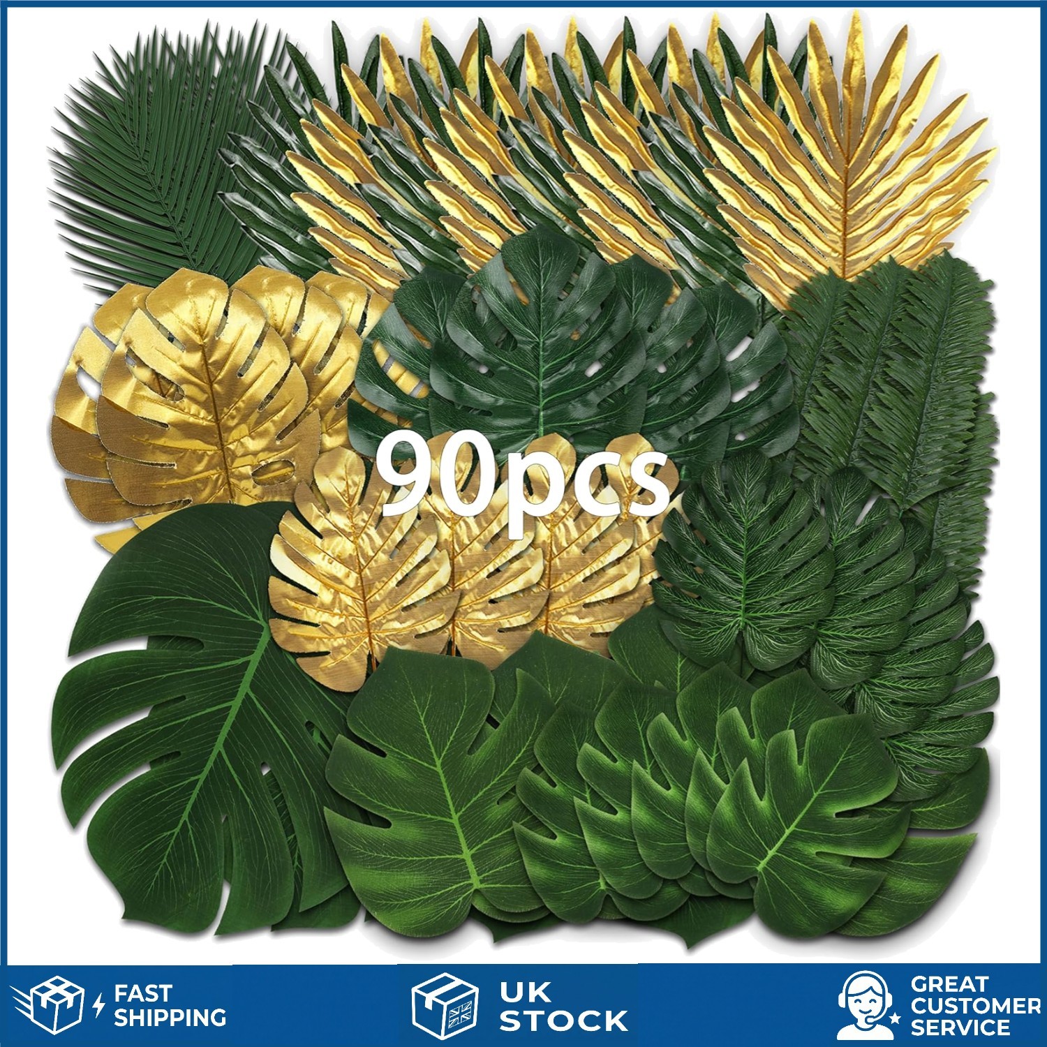 Vibrant Artificial Tropical Palm Leaves for Jungle Safari Decor 90 Pcs