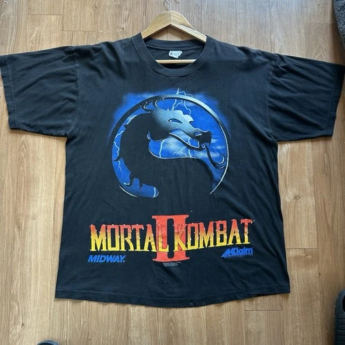 Vintage 1992 Mortal Kombat 2 Euro Videogame Promo Shirt Size Xl 24x28.5
