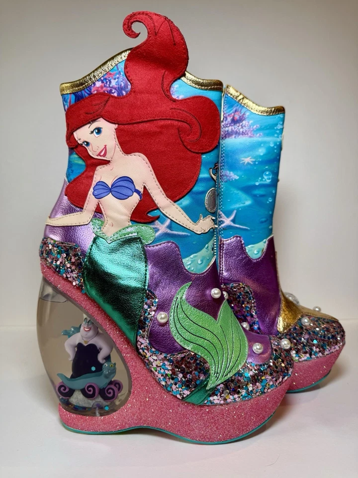 Нерегулярный выбор Disney русалочка ботинки туфли США 6,5 Ariel глобус на танкетке редкая - Изображение 2 из 4